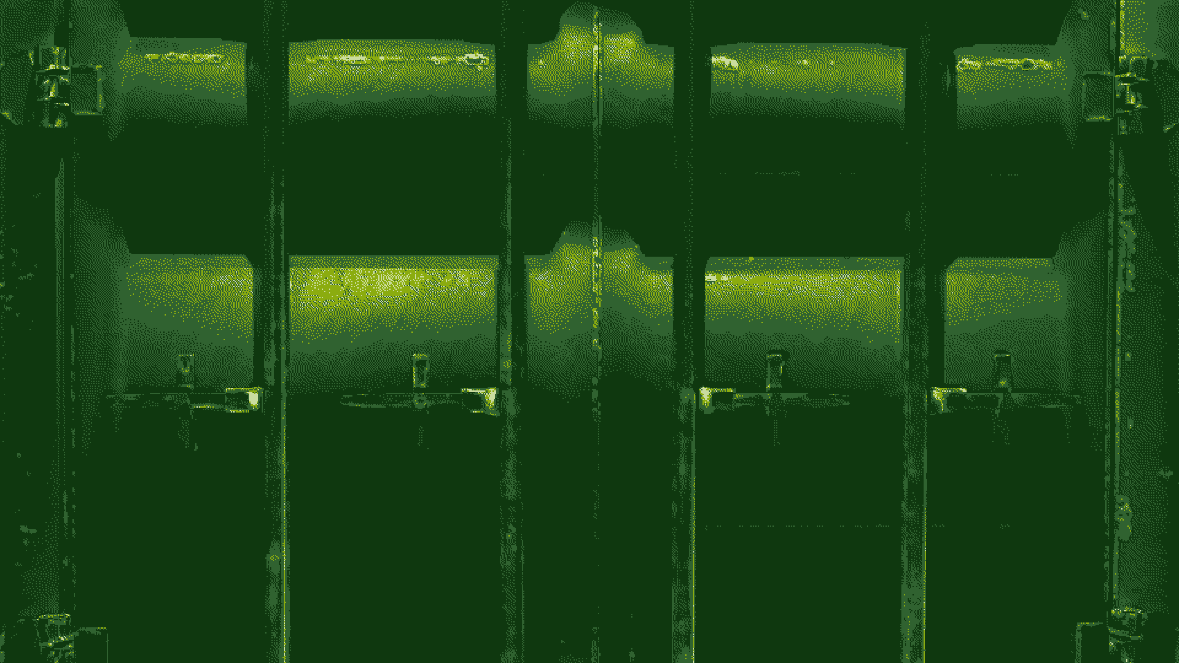 Standing before the door, rows of identical panels stretching away